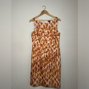 Ann Taylor Orange Silk Tiered Sheath Dress Size 10